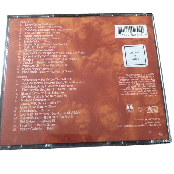 SEALED Woodstock 1994 2X CD SET Metallica/Dylan/NIN/Aerosmith/Primus/Blind Melon - Picture 7 of 11